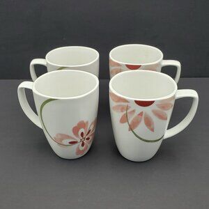Corelle Pretty Pink Mugs Corning Pink Floral Porcelain Mugs